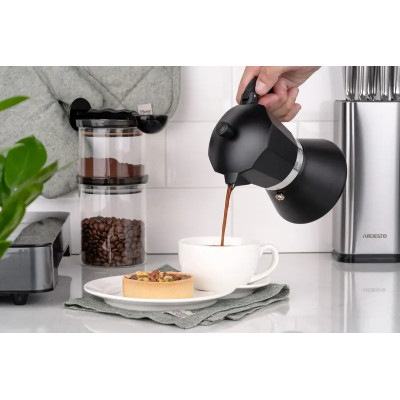 Гейзерная кофеварка Ardesto Gemini Trento, 0.3л, 6 чашек, алюминий, черный