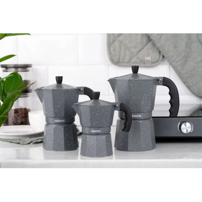 Гейзерная кофеварка Ardesto Gemini Molise, 0.4л, 9 чашек, алюминий, серый